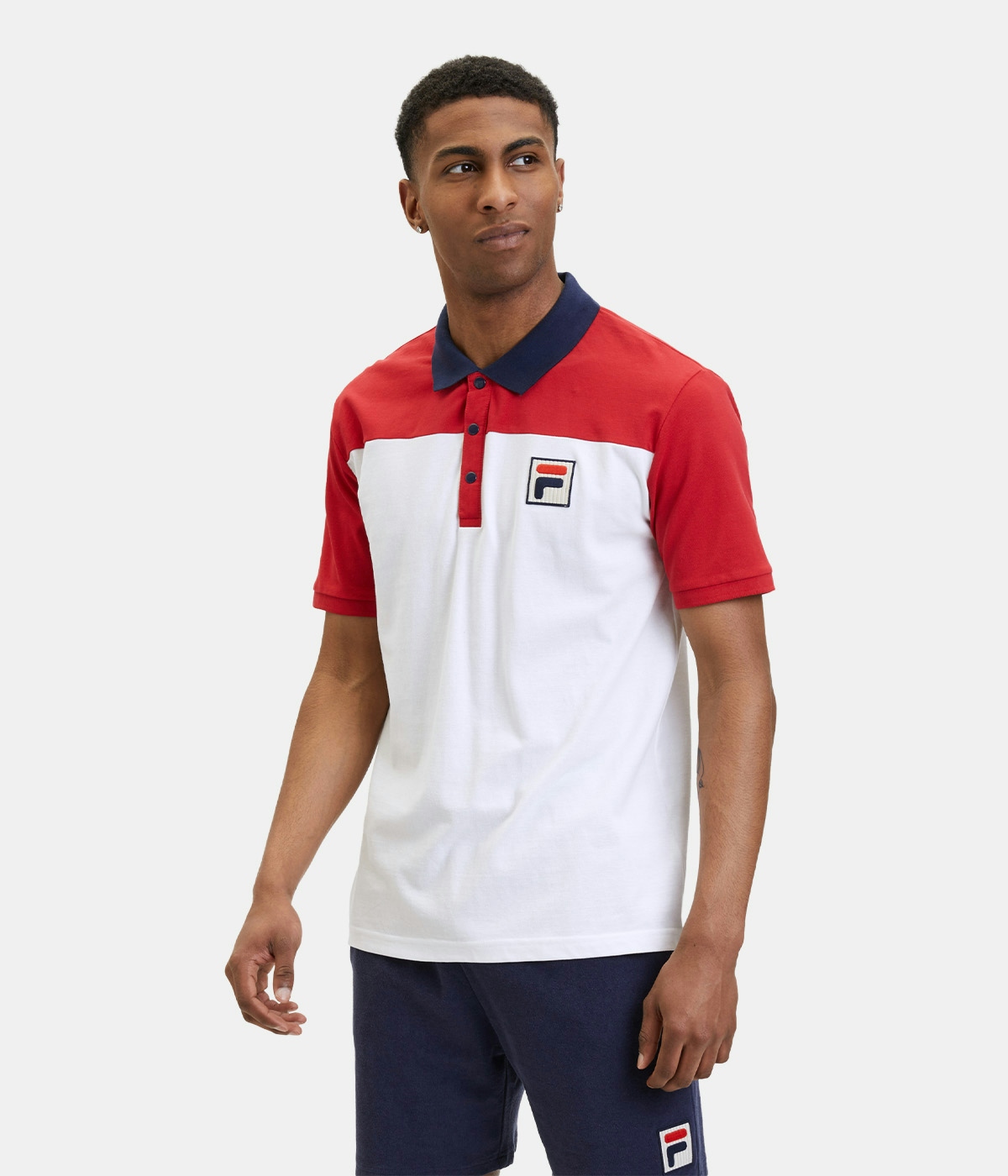 Fila Polo Shirt Lianshan Blocked Bright White-True Red 1