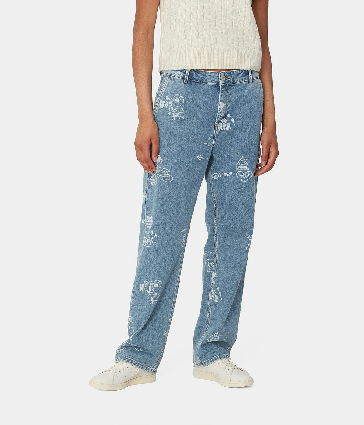 Carhartt Jeans Womens Stamp Pant Stamp Print/Blue bleached 1