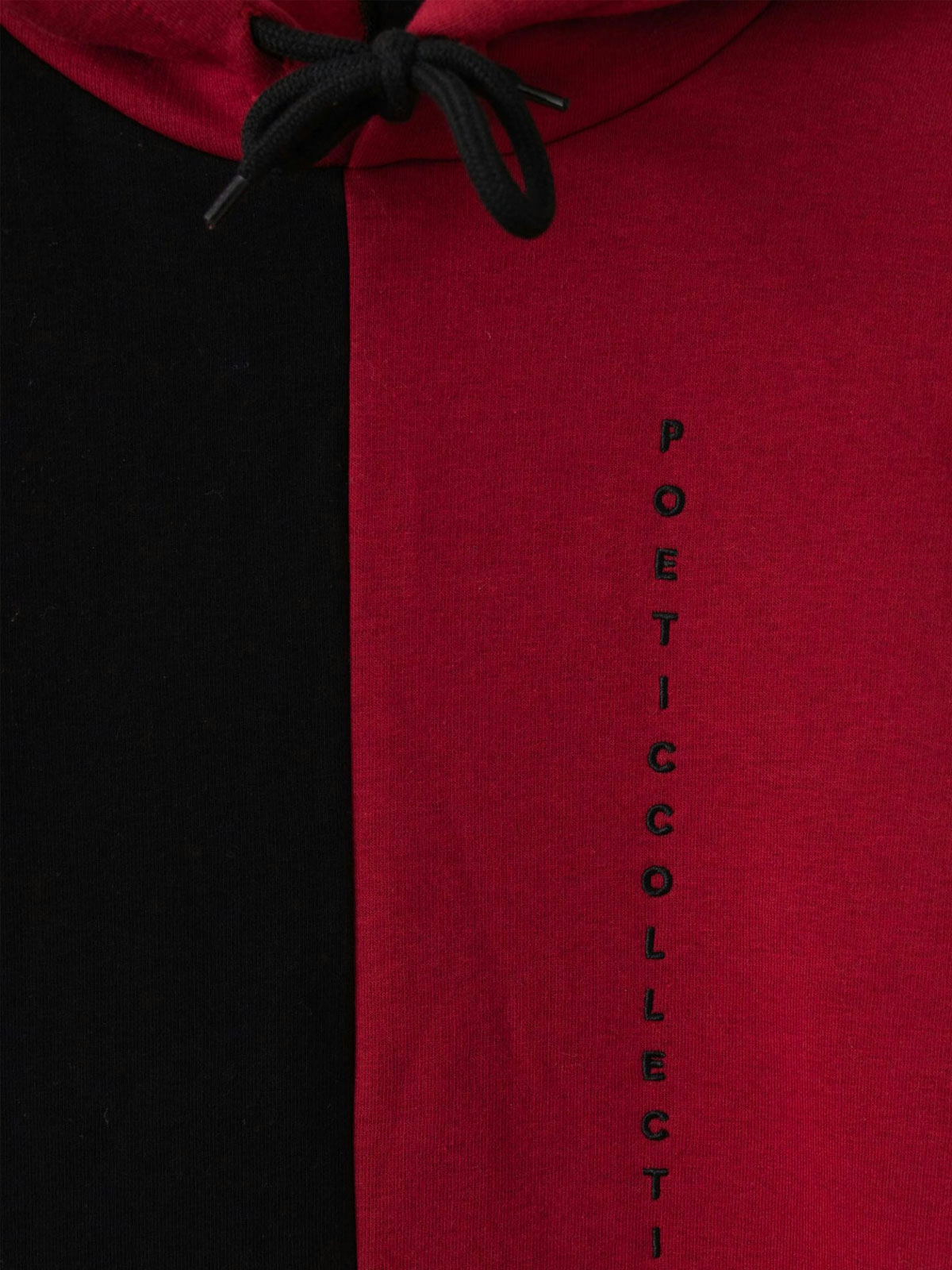 Poetic Collective Block Color Hoodie Black/Red 3