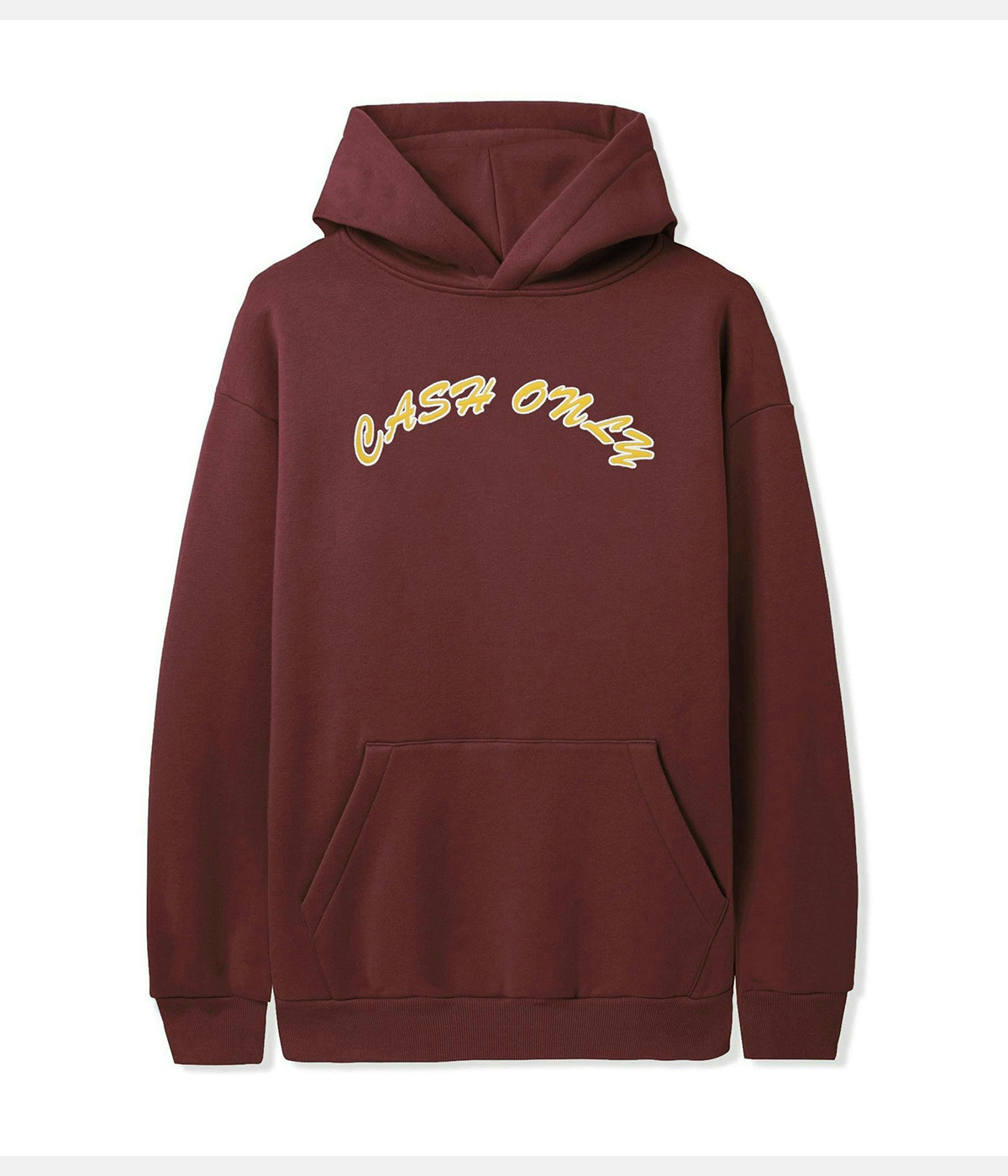 Cash Only Hoodie Nylon Applique Logo Pullover Maroon 1