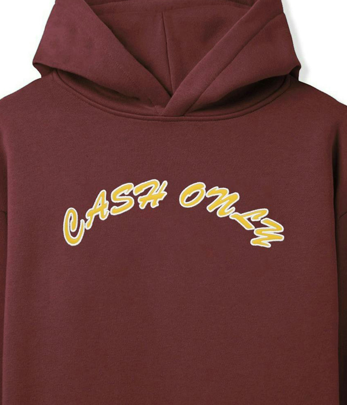 Cash Only Hoodie Nylon Applique Logo Pullover Maroon 2