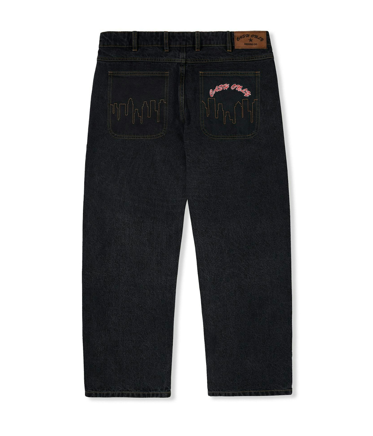 Cash Only Jeans Logo Baggy Denim Washed Black 2