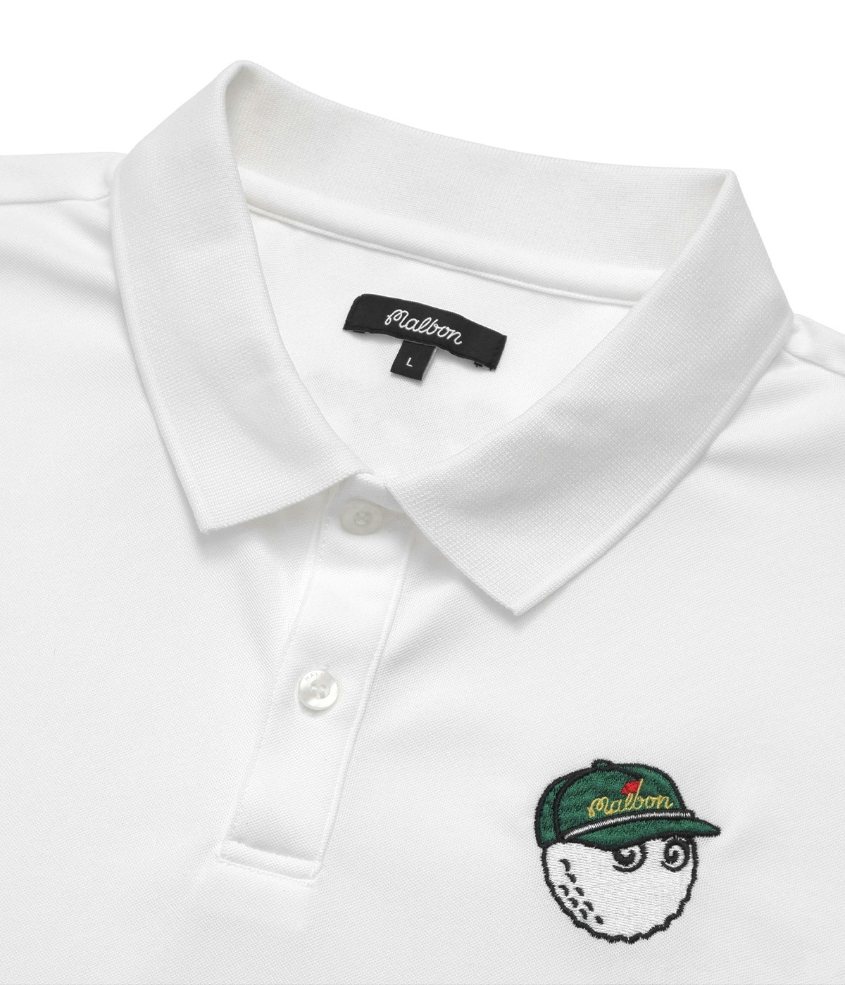 Malbon Golf Polo Pimento Performance Pique White 3