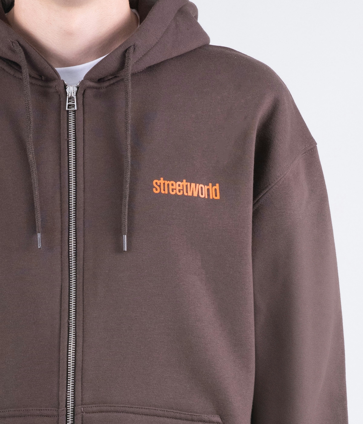 Streetworld Zip Hoodie Streetworld Classic Logo Brown 3